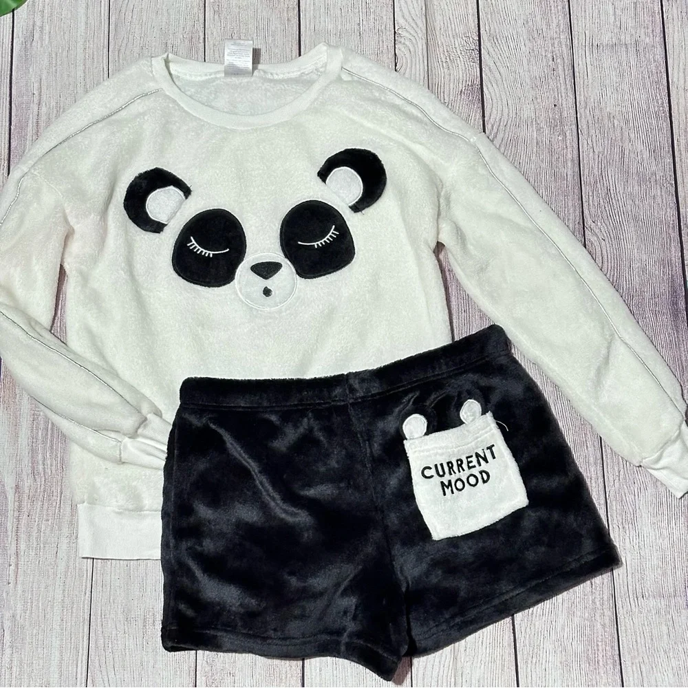 Secret Treasures Velour Panda PJ Short Set Size S - Picture 1 of 8